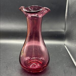 Pilgrim Cranberry Vase With Wavy Rim